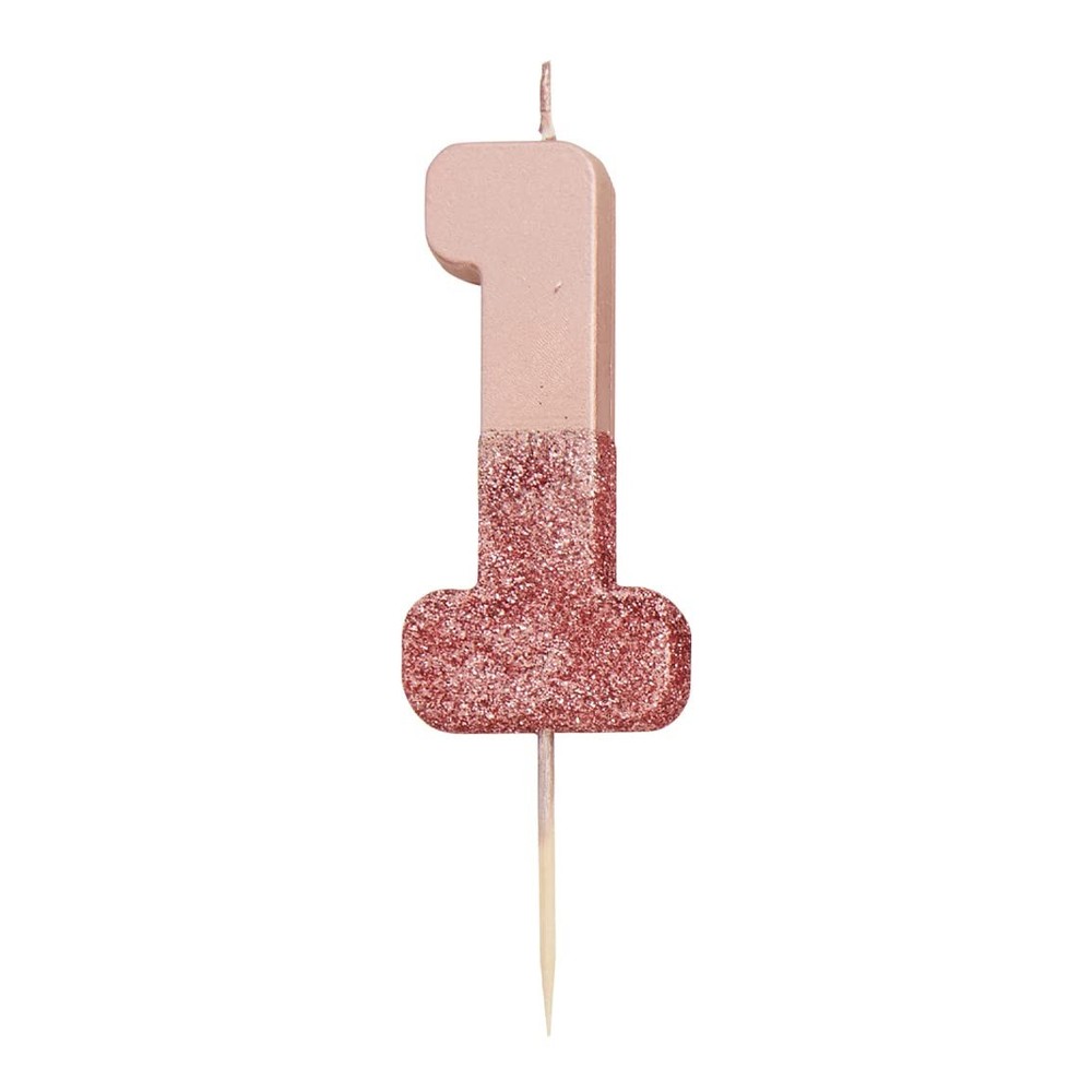 Talking Tables Gold Glitter Number 1 Candle Premium Quality 8 cm, Ororosa1