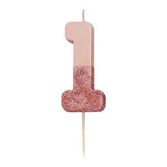Talking Tables Gold Glitter Number 1 Candle Premium Quality 8 cm, Ororosa1