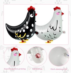 8 PCS Walking Chicken Balloons Aluminum Foil Pet Chicken Decorations for Baby Sh