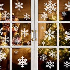 KESOTO 96PCS Christmas Decorations, Snowflake Window Clings, Glueless White