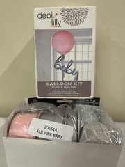NEW Debi Lilly Design 3’ Light Pink & Silver Baby Shower Hospital Balloon Kit