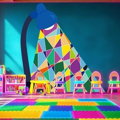 2026 Vacation Bible School Backdrop Decoration Colorful Light Station Backdro…