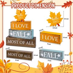 4 Pcs Fall Wooden Tiered Tray Decor, Fall Table Centerpiece for Fall Party Ki…