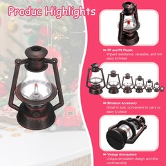 Dollhouse Micro Lantern, 5.12″ Height, Plastic Mini Kerosene Lamp Copper, 2pcs