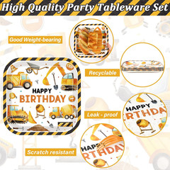 Construction Birthday Party Supplies Plates Napkins Forks Set for 24 Kids