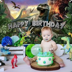 Avezano Dinosaur Birthday Backdrop Jurassic 70.8 x 43.3 Inch, Green