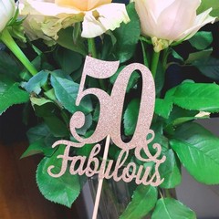 10 Pack Rose Gold 50th Birthday Centerpieces, Double Sided, Number 50 Sticks