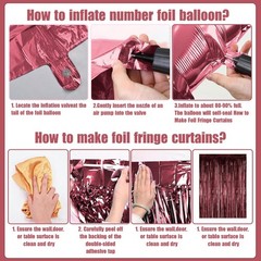 Burgundy Birthday Decorations Set – 1 Fringe Curtain, 1 Banner, 2 Heart
