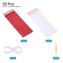 20Pcs White,Red Tassel Garland Banner with Rope