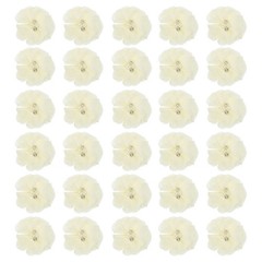 30Pcs 2″ Chiffon Flowers with Rhinestone Pearl Sewing Fabric Flower,Light Yellow