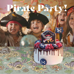 Pirate Tablecloth for Party Decor, Disposable Plastic Rectangular, 54×108