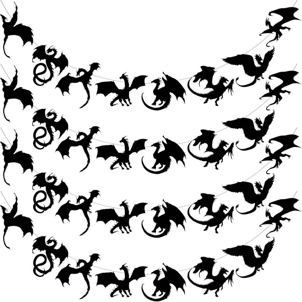 4 Pcs Black Dragon Party Banner Hanging Dragon Decor Birthday Supplies 32 Black
