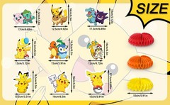 Pokemon 3D Double Side Pikachu Honeycomb Centerpieces Kids Birthday Party Decor