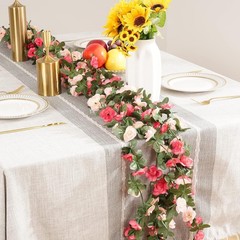 2Pcs 16.4Ft Flower Garland Artificial Rose Vines for Bedroom, Cute Fake Hanging