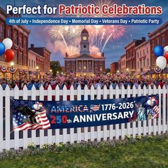 250th Anniversary Banner Patriotic Flag 120×24 Celebrate Independence Day