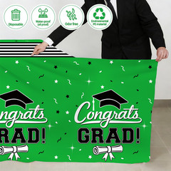 7-Pack Graduation Party Decorations Set 3 Green Graduation Tablecloths 54X108In