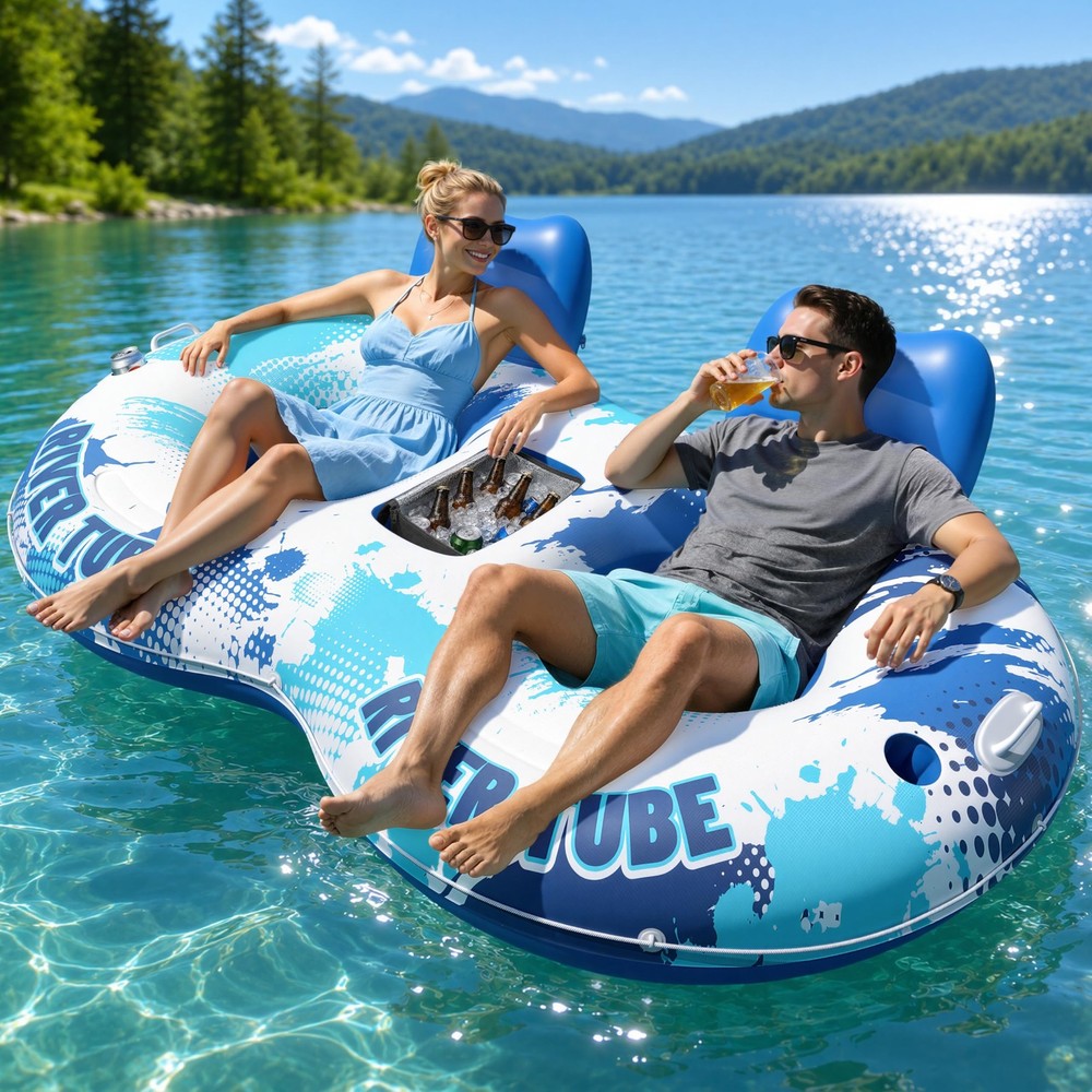 Best JOSEN Inflatable River Tube Float – 2 Person Heavy Duty Float Pool Floats