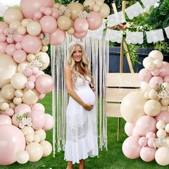 Light Pink Balloon Garland Arch Kit,145pcs Mexicanos Pink Sand White Beige Ba…