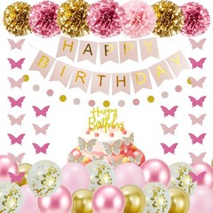 40pcs Pink Gold Birthday Party Decorations,Gifts for Women or Girls, Happy Bi…