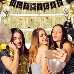 3 Pack 10 Ft Light Gold Foil Fringe Garland Metallic Streamers Tinsel Banner …