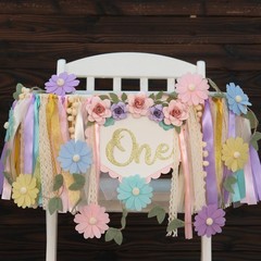 Ereniko Wildflower First Birthday Decorations 1st High Chair Banner Flower Ca…