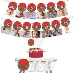 kreat4joy Meatball 1st Birthday Decorations, Month Photo Banner Meatball Firs…