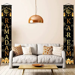 Ramadan Mubarak Banner Muslim Eid Mubarak Door Sign Hanging Banners Decoration