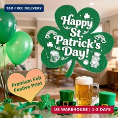 St Patricks Day Decorations – 5 Pack Shamrock Clover Garland Banner – NO DIY Fel