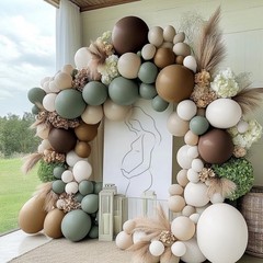 Dusty Green Nude Balloon Arch Double Sage Green Brown Beige White Sand Cream …