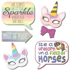 Unicorn Photo Booth Props – 41-pc Photobooth Kit with 8 x 10-Inch Sign, 60 Ad…