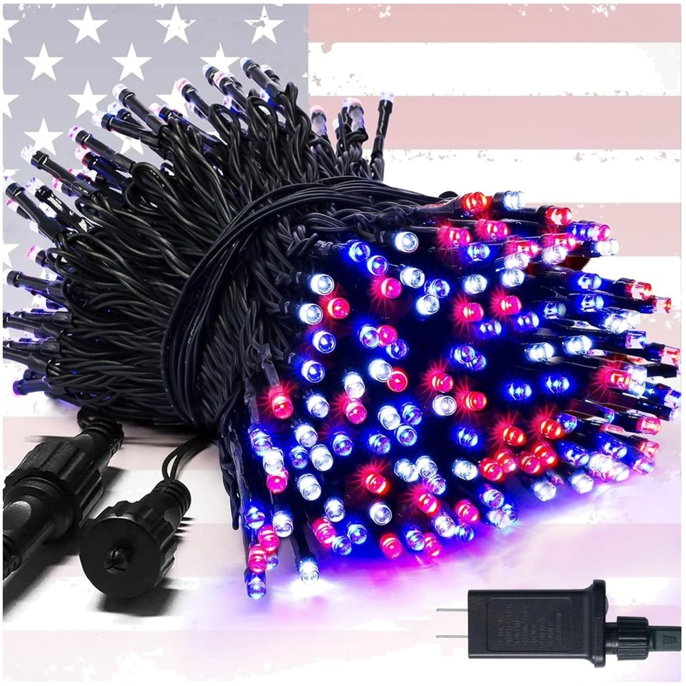 91.5ft Connectable Patriotic Lights – Outdoor Waterproof