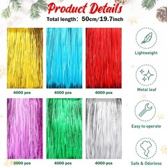 40000 PCS 19.7 Inch Multicolor Tinsel Icicles Christmas Tree Foil Fringe