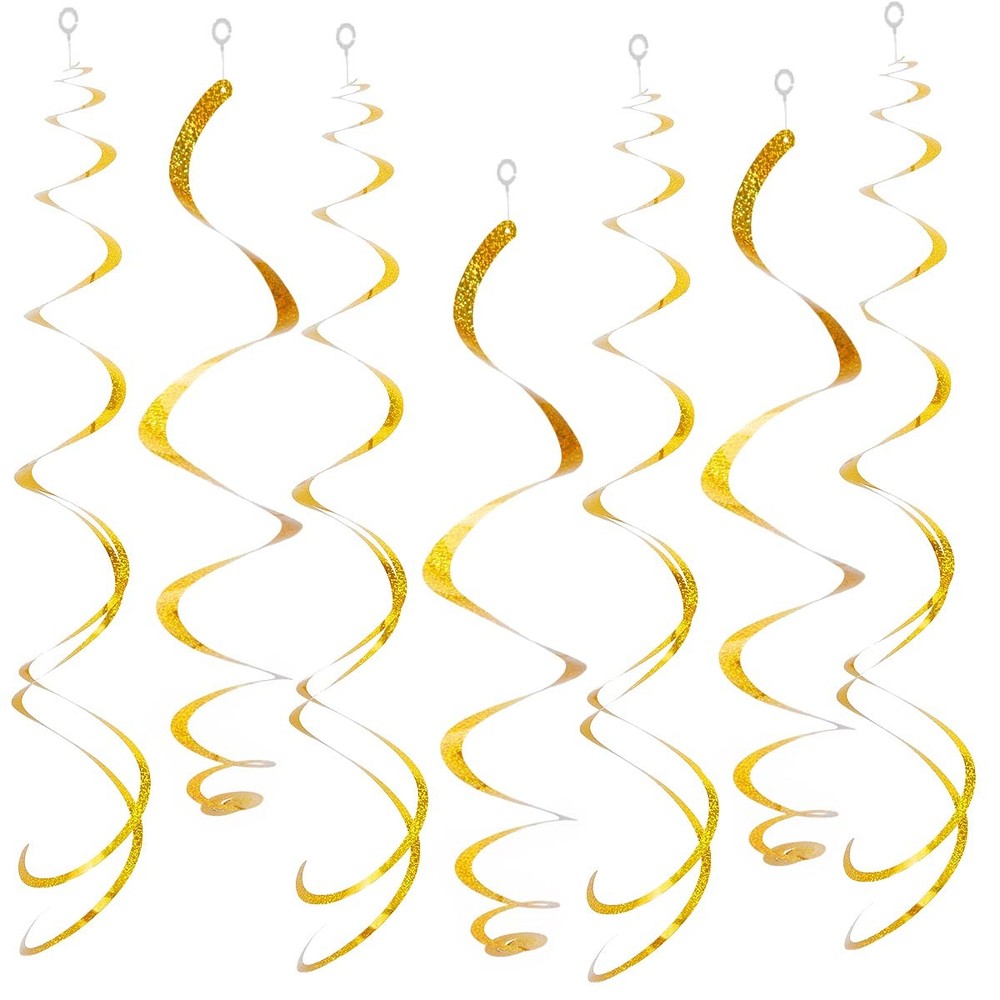 30 PCS Gold Hanging Swirl Party Decorations Ceiling Spiral Decor