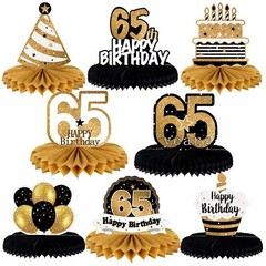 Happy 65th Birthday Table Honeycomb Centerpieces Party Decorations Gift Sign