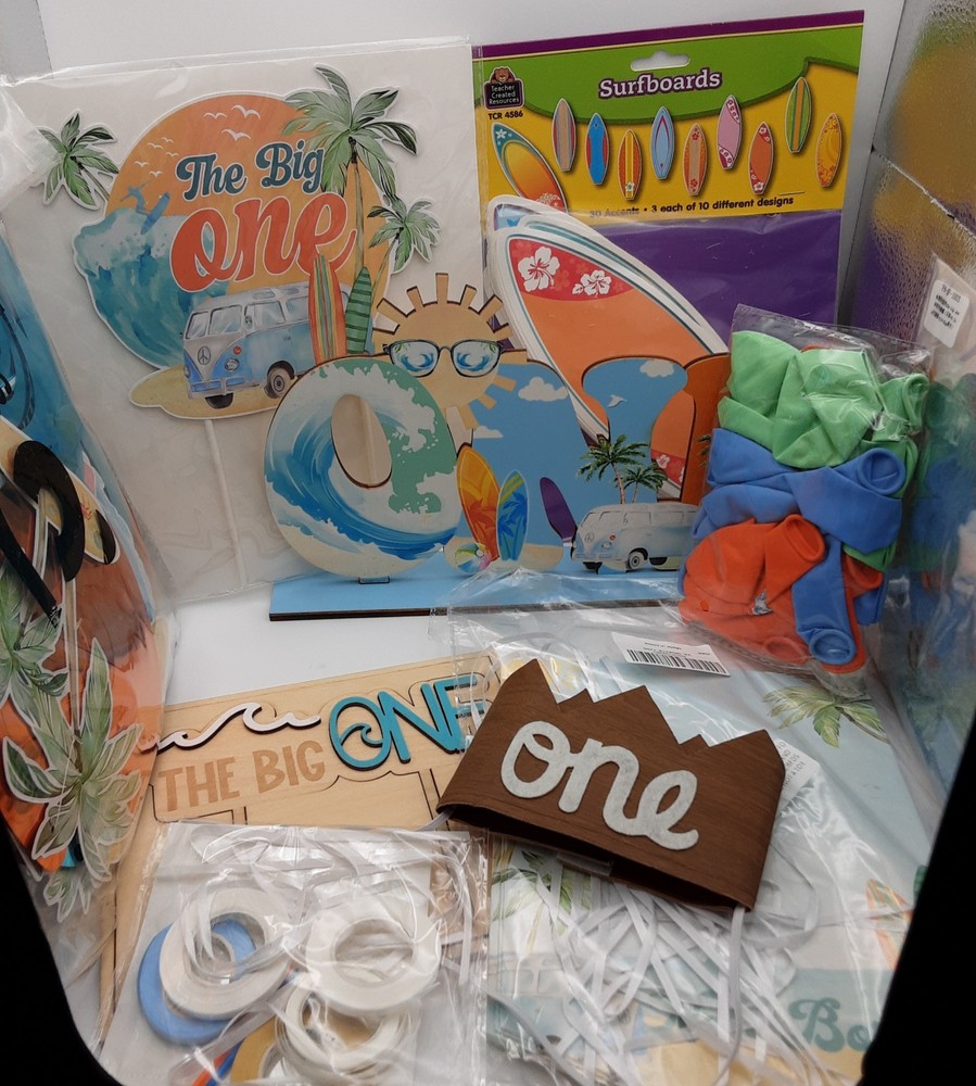 The Big One First Birthday Surf Themed Party Decor Bundle