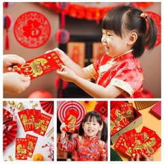 63PCS Chinese New Year Party Decorations Set, Red Oriental Hanging Decor