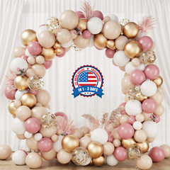 Kit de arco de guirnalda 130 globos rubor,retro rosa,crema,dorado para boda fies