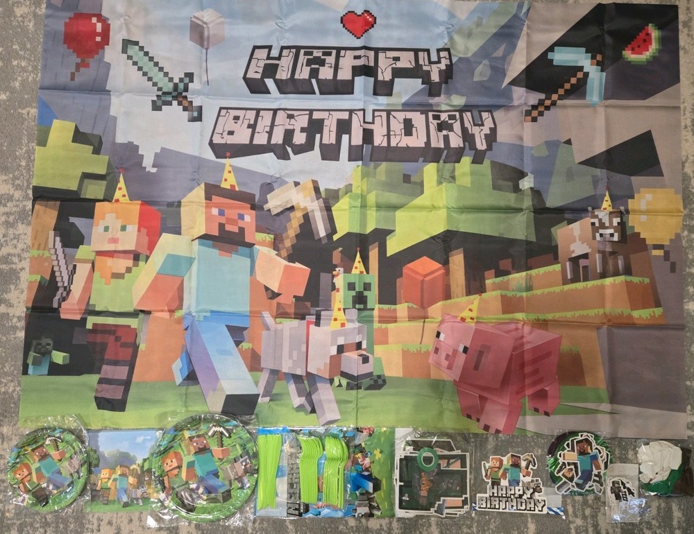 Digital Video Game Birthday Party Set 3x5FT Banner Party Favors & Accessories US