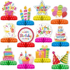 12 Pcs Birthday Table Decorations Colorful Birthday Centerpieces for Tables Happ