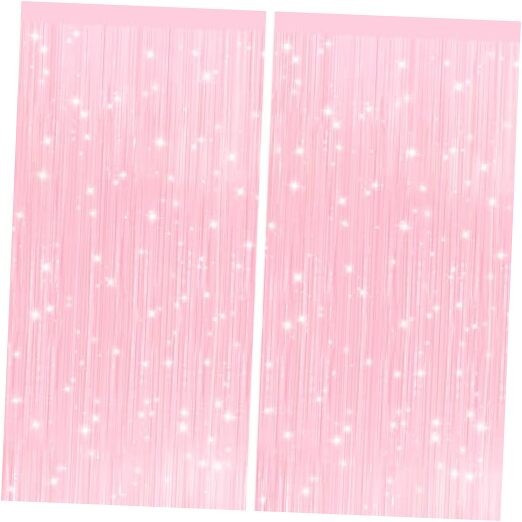 2Pack Pastel Pink Metallic Tinsel Foil Fringe 2pack Macaron Pink Streamers
