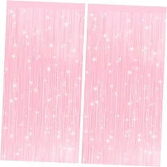 2Pack Pastel Pink Metallic Tinsel Foil Fringe 2pack Macaron Pink Streamers
