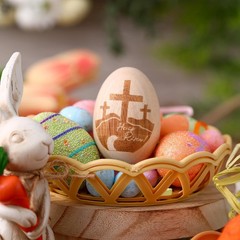 Easter He is Risen Gift, Wooden Easter Egg Religious He is Risen Egg with Cro…