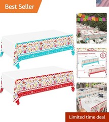 Colorful 54×108 Disposable Tablecloths for Birthdays & Fiesta Parties – 2 Count