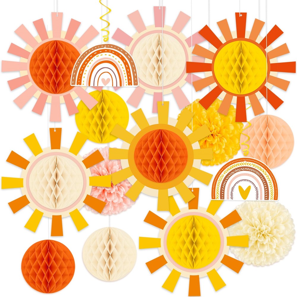 15PCS Sunshine Party Decorations Honeycomb Kit