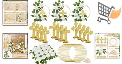 48 Pcs Baptism Centerpiece Set First Communion Decor Wooden Cross Floral Hoop