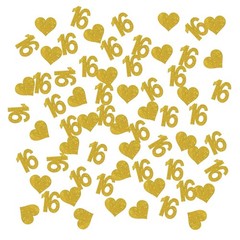 120 PCS Number 16 Confetti Gold Glitter 16th Birthday Table Scatter Decor