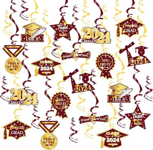Graduation Party Decorations Maroon Gold 2024/Burgundy Gold Graduation Decora…
