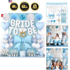 Blue Bachelorette Party Decorations, White Bride To Be Bridal Shower Decorati…