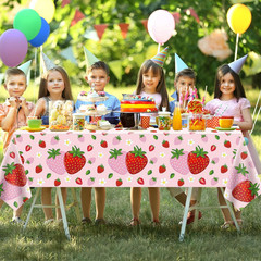4 Pack Strawberry Tablecloth Pink Strawberry Birthday Party Decorations Berry