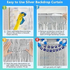 2 Pack Silver Tinsel Foil Curtain Backdrop Party Decorations Photo Booth Props